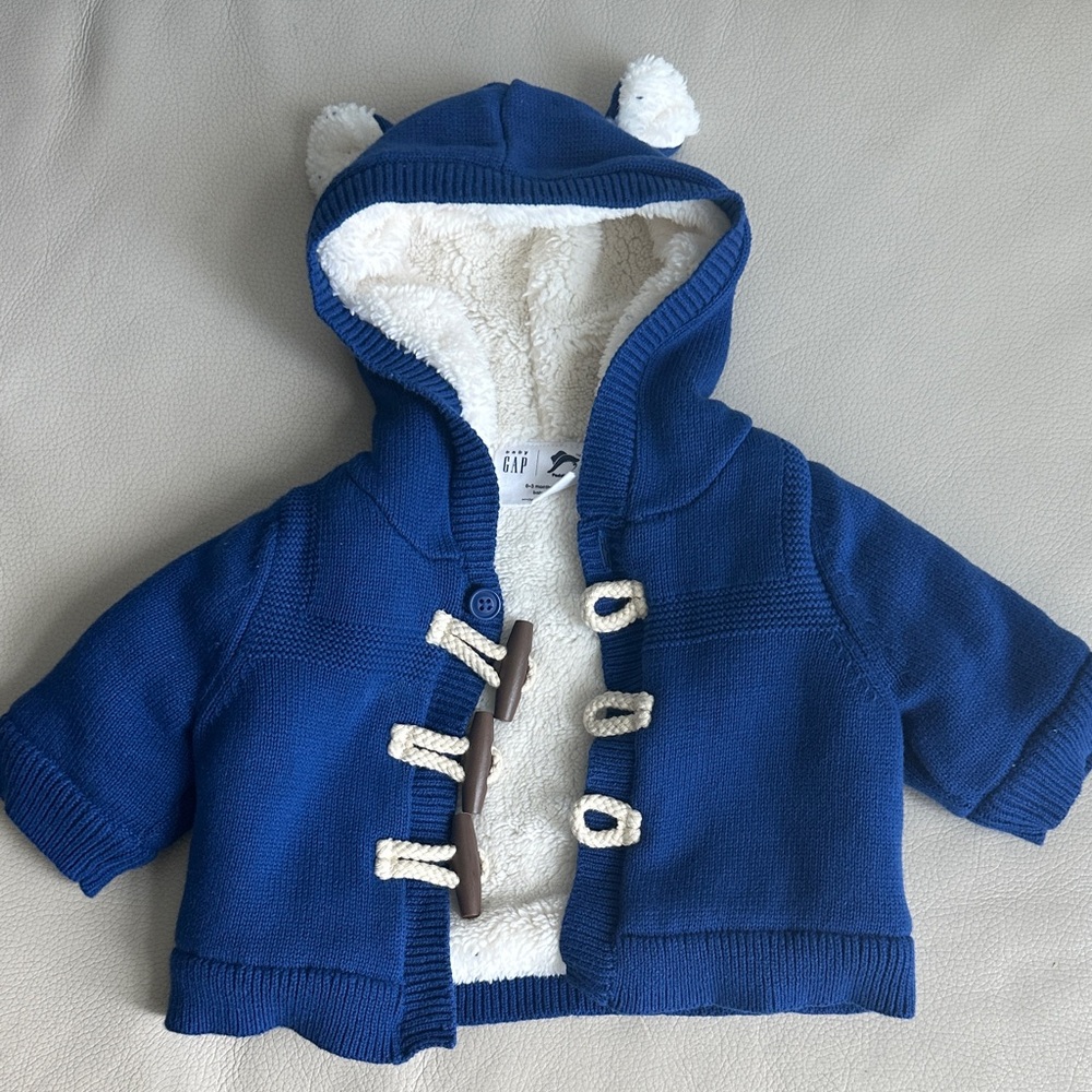 GAP Cozy Blue Baby Jacket with Ears
